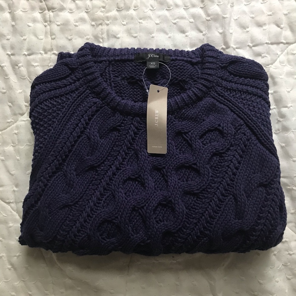 J. Crew indigo fisherman sweater, NWT